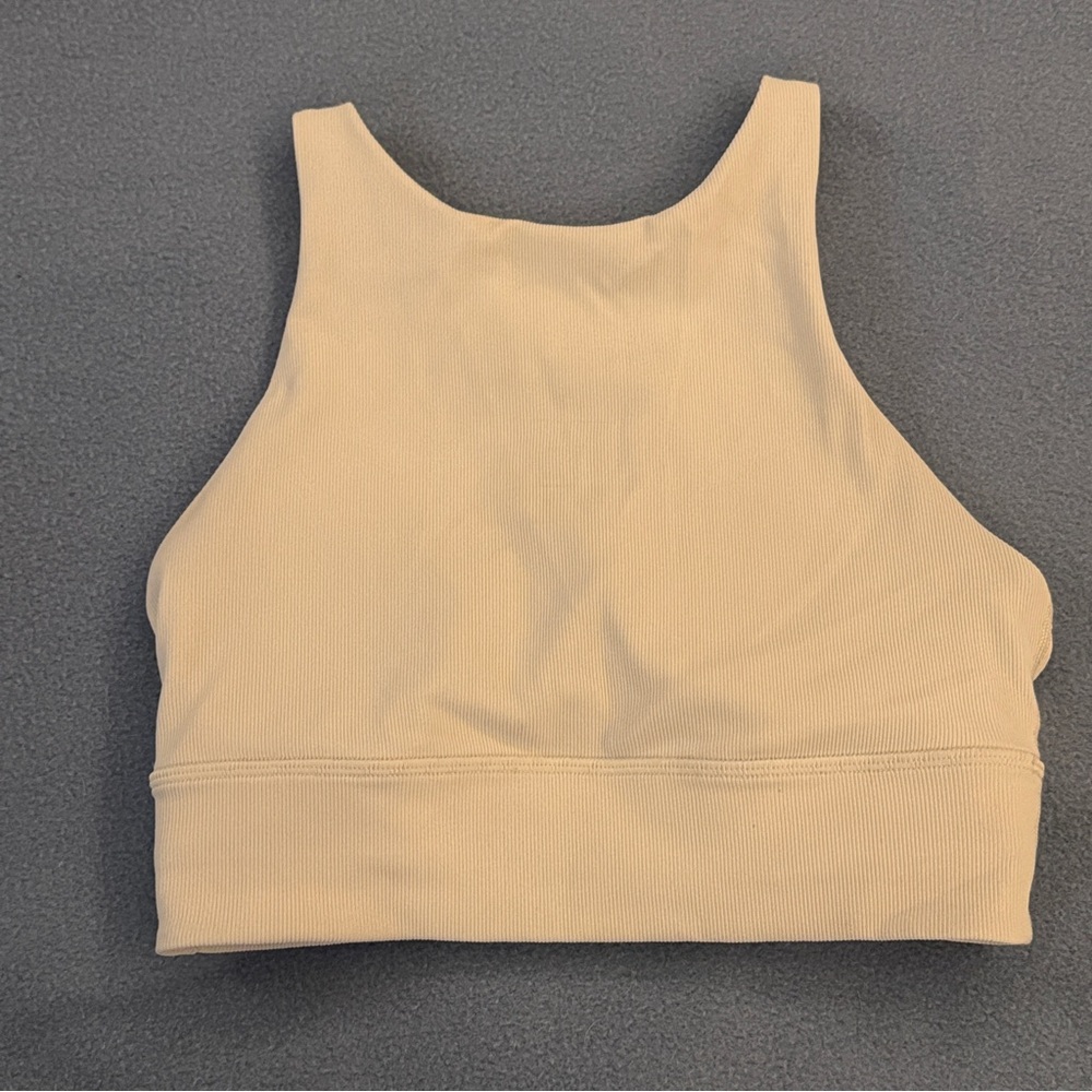 Lululemon Medium Support High Neck Cream Off White Sports Bra Fitness Top - Picture 5 of 9